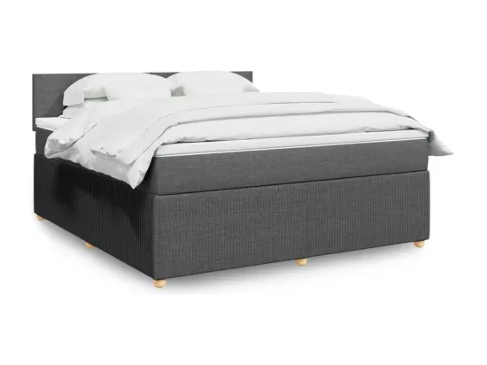 Sommier à lattes de lit avec matelas Gris foncé 180x200cm Tissu
