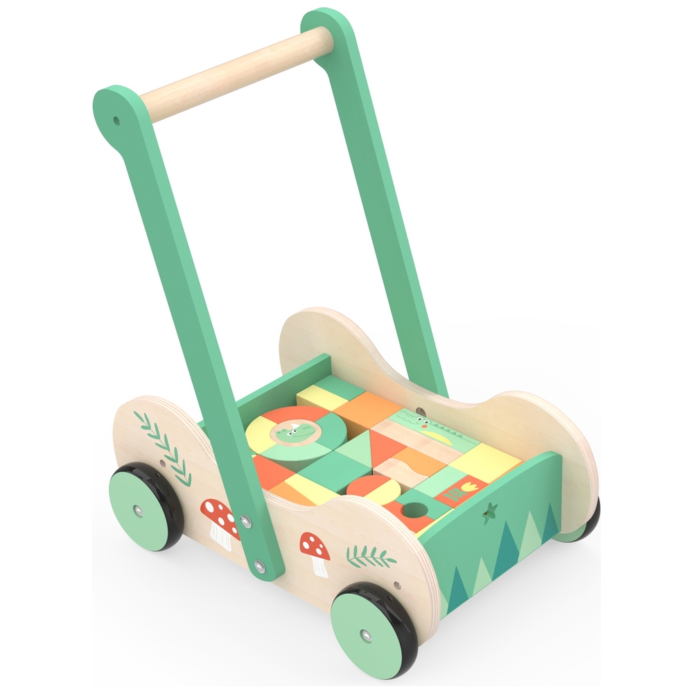 Eichhörnchen-Spiel-Safari-Lauflernwagen-Set aus Holz