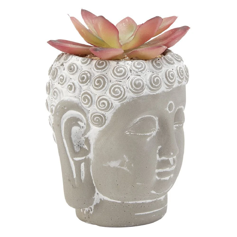 Tête Bouddha avec plante