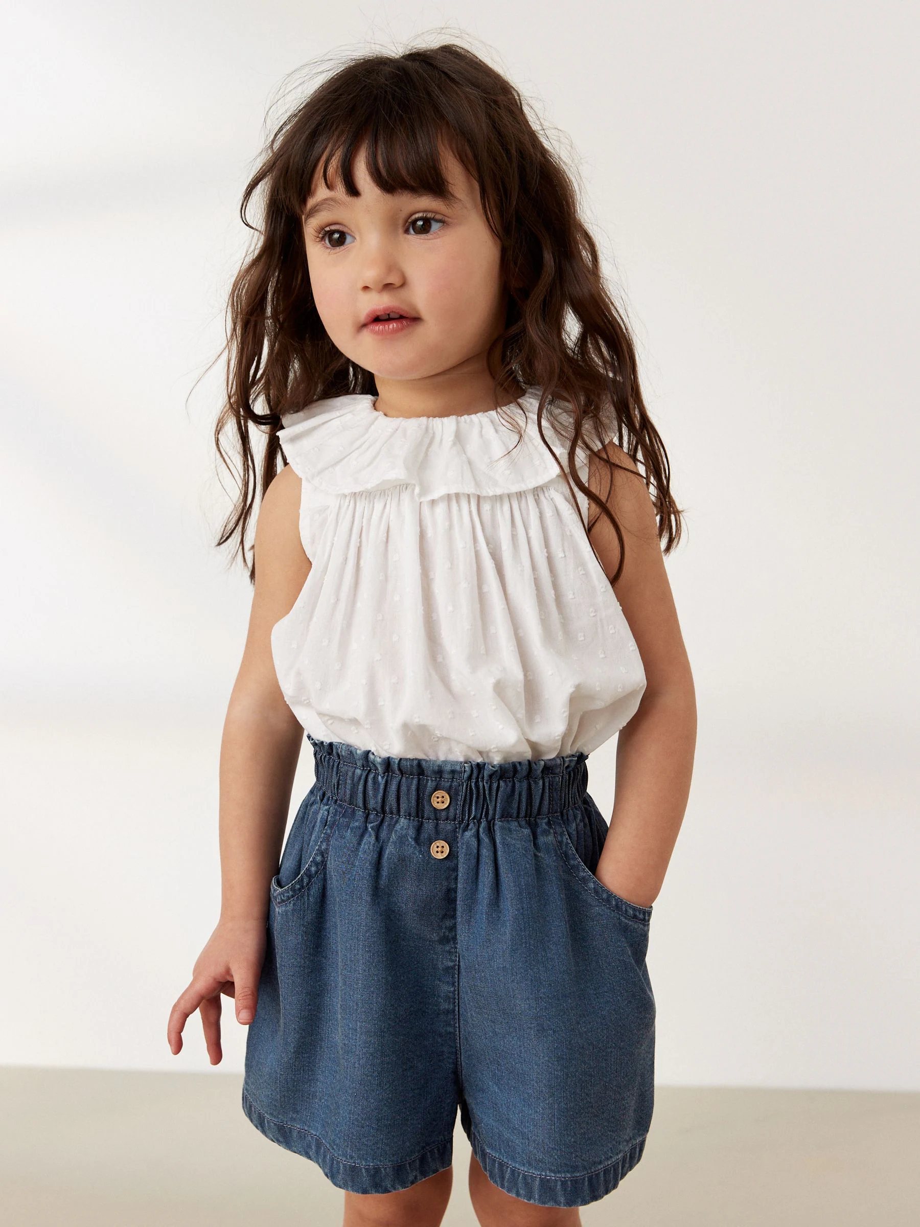 Donker gewassen denim - Short met knopen (3 mnd-7 jr)