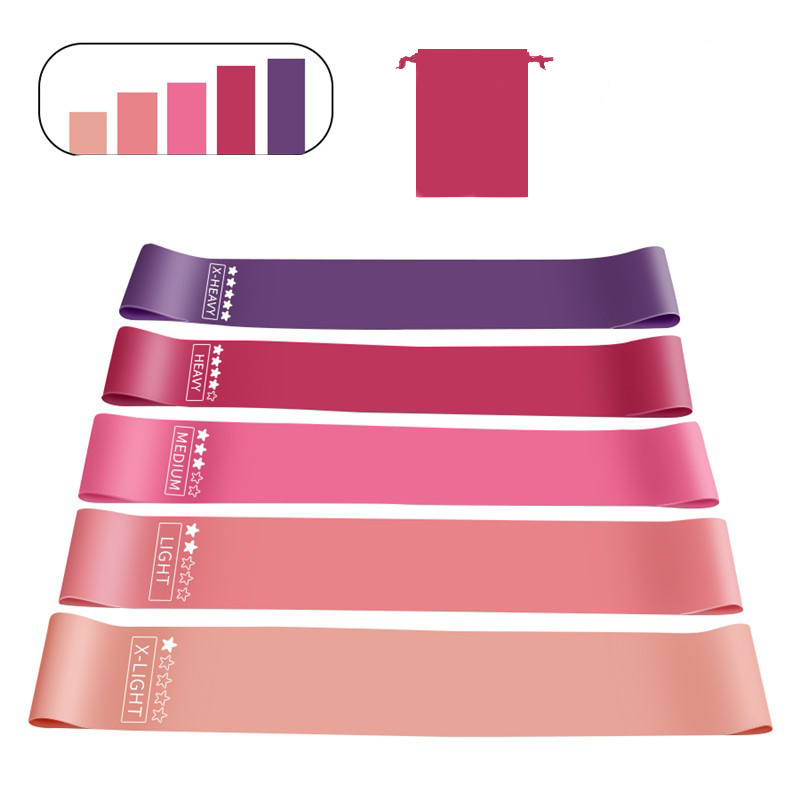 (5er Set) Gummi Fitness Übungsbänder / Widerstandsbänder / Gymnastikbänder für Training / Yoga / Pilates - Pink