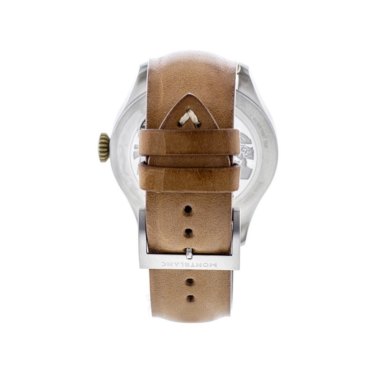 Montre d'occasion Montblanc 1858 homme automatique acier bracelet cuir marron