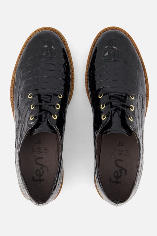 Feyn Veterschoenen zwart Lak