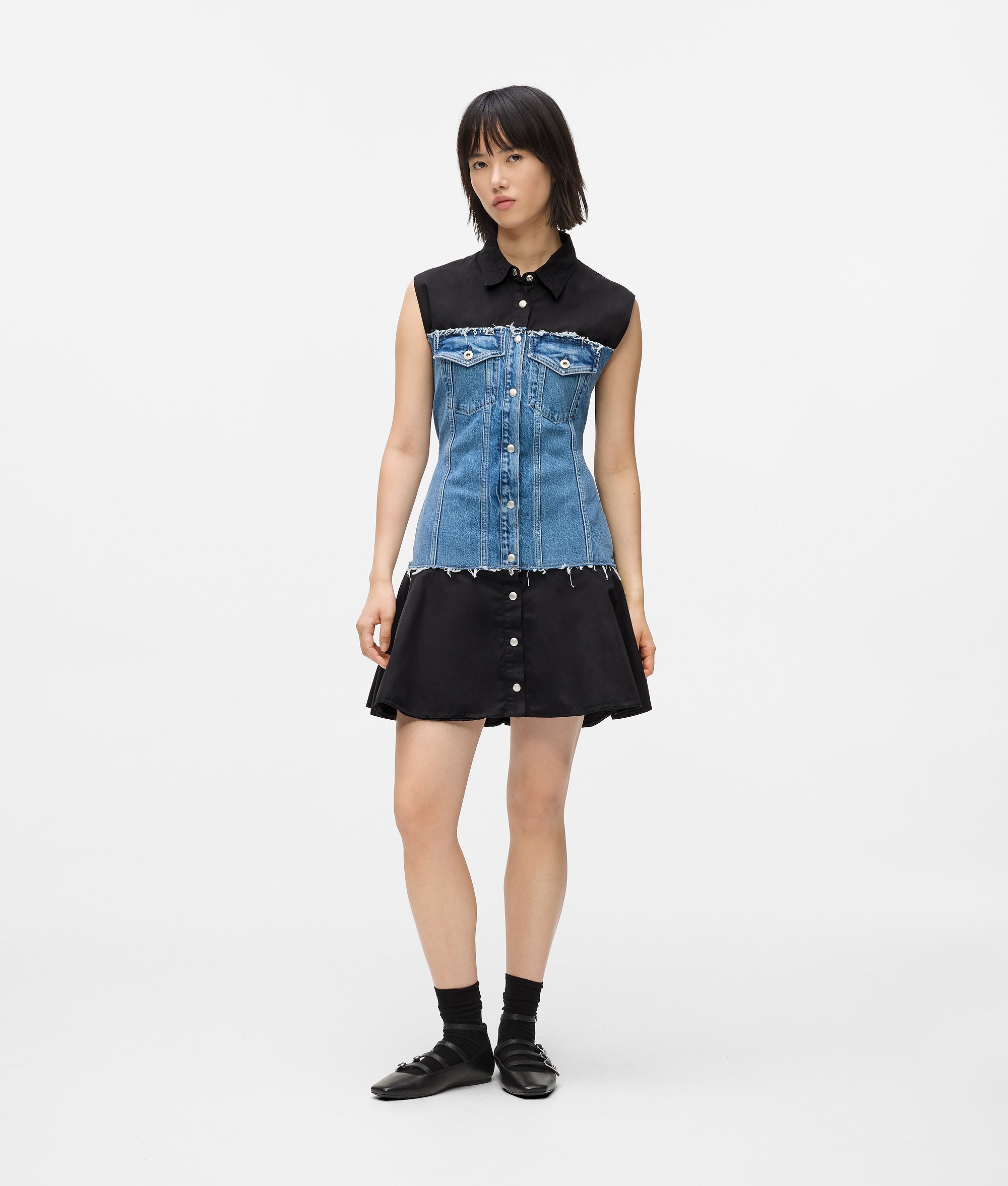 Denim jurk met lijfje