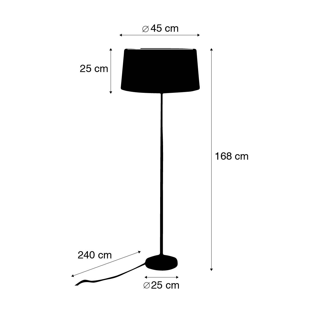 Vloerlamp goud/messing met kap zwart 45 cm verstelbaar - Parte