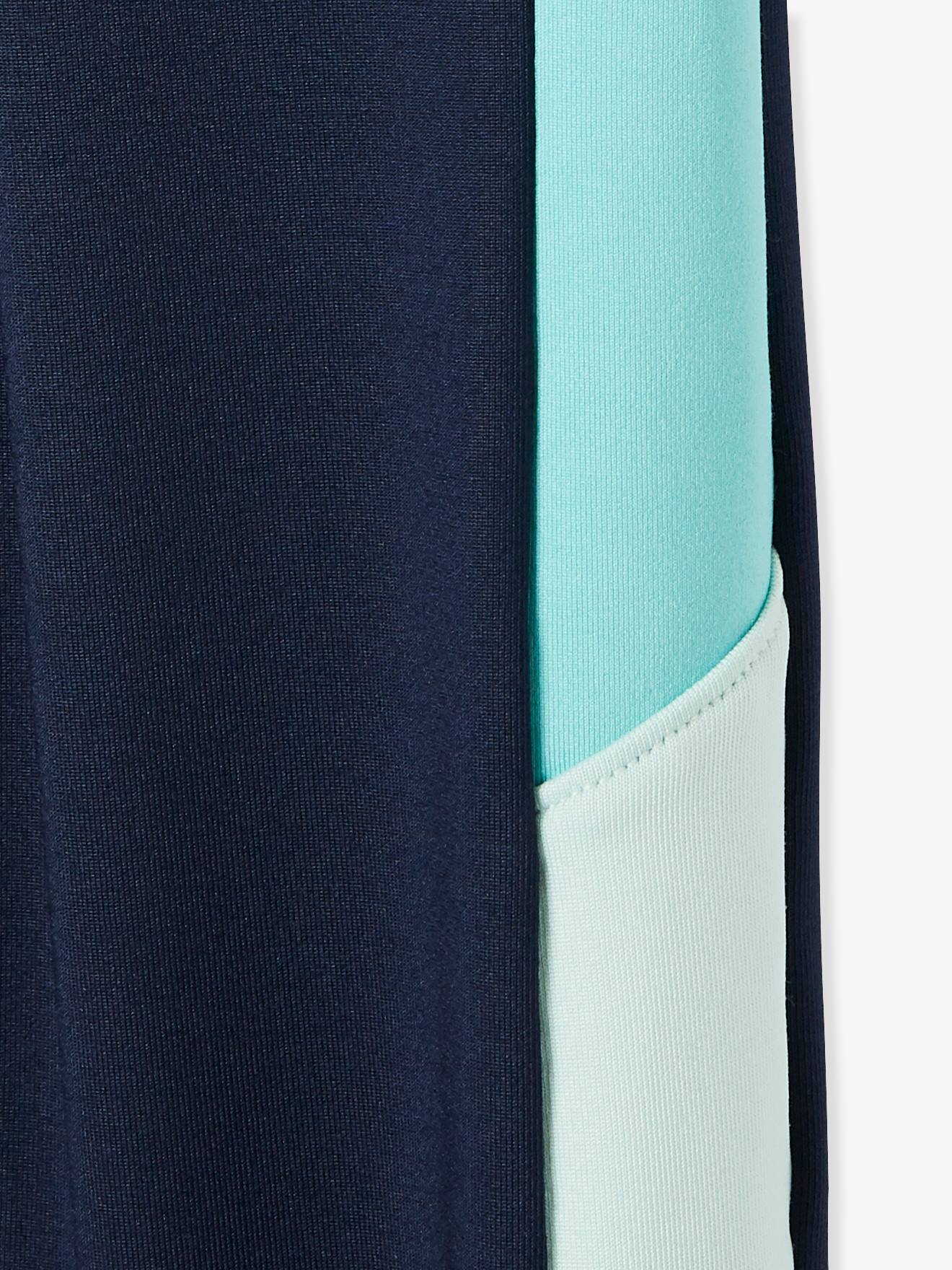 Leggings infantis coloridas com faixas, azul escuro liso com estampas.