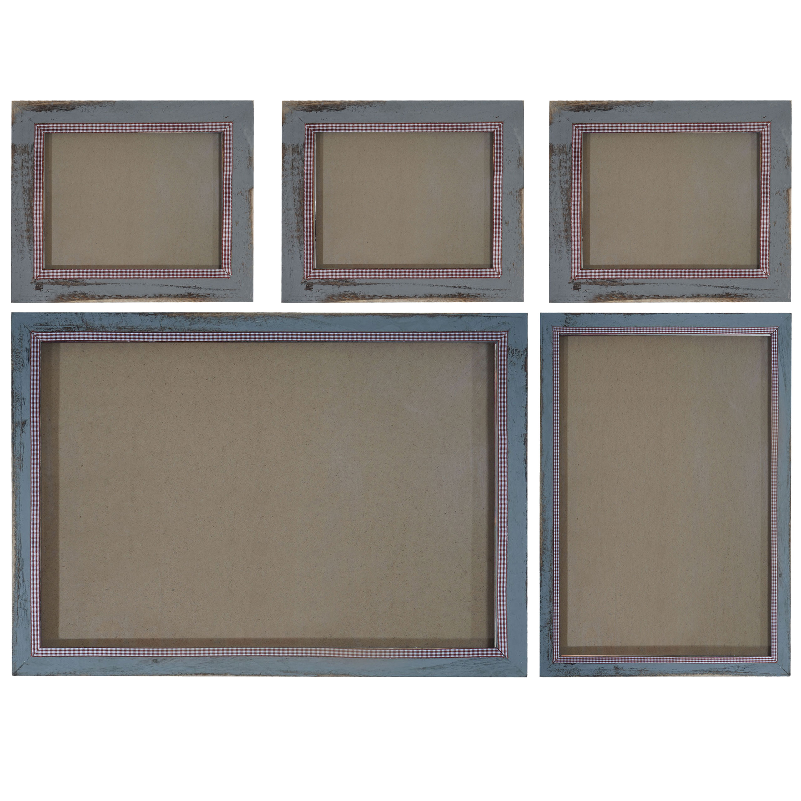 Bilderrahmen Set H246, Fotorahmen Holzrahmen, 3x 21x26cm 1x 26x36cm 1x 36x51cm Shabby Landhaus ~ grau
