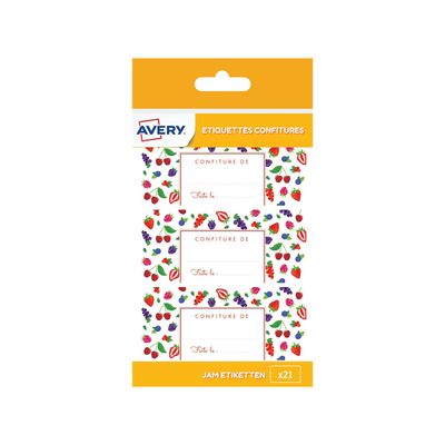 Avery - 20 Étiquettes rondes confiture fruits rouges - diamètre 47,5 mm
