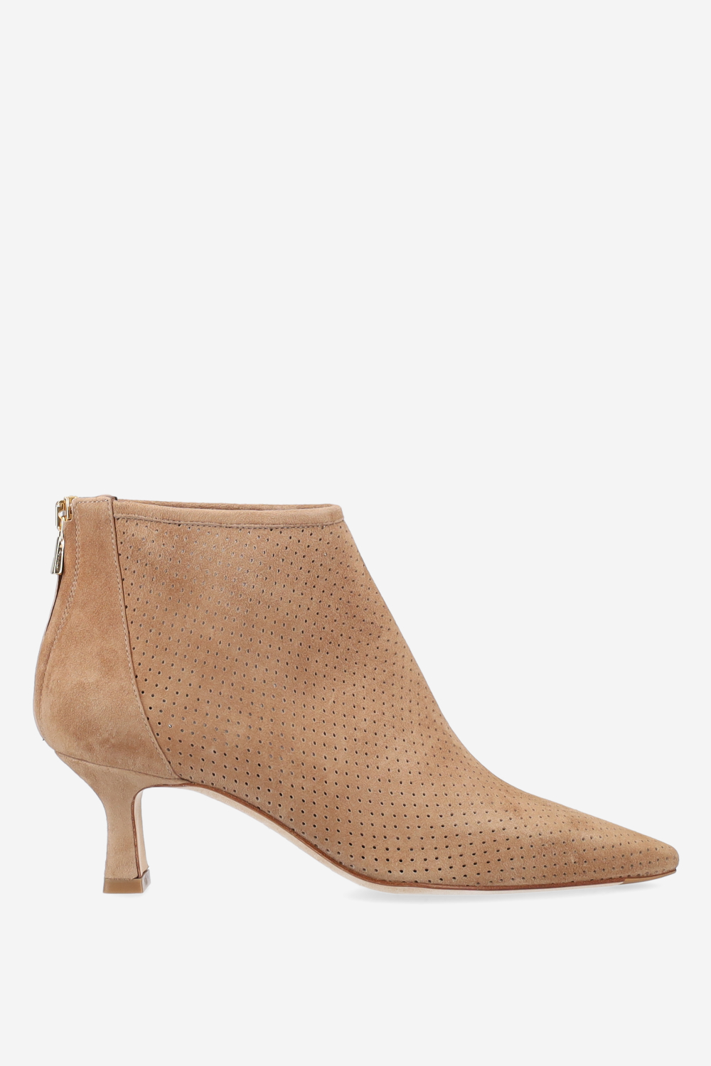 Perforated suede ankle boots