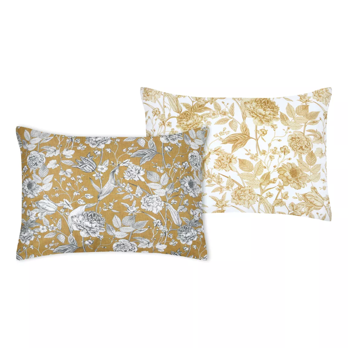 Taie d'oreiller rectangulaire percale de coton (50 x 70 cm) Jacinthe Jaune moutarde