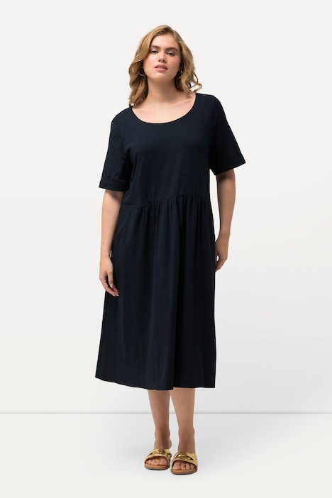 Jersey-Midikleid, A-Linie, Rundhals, Halbarm