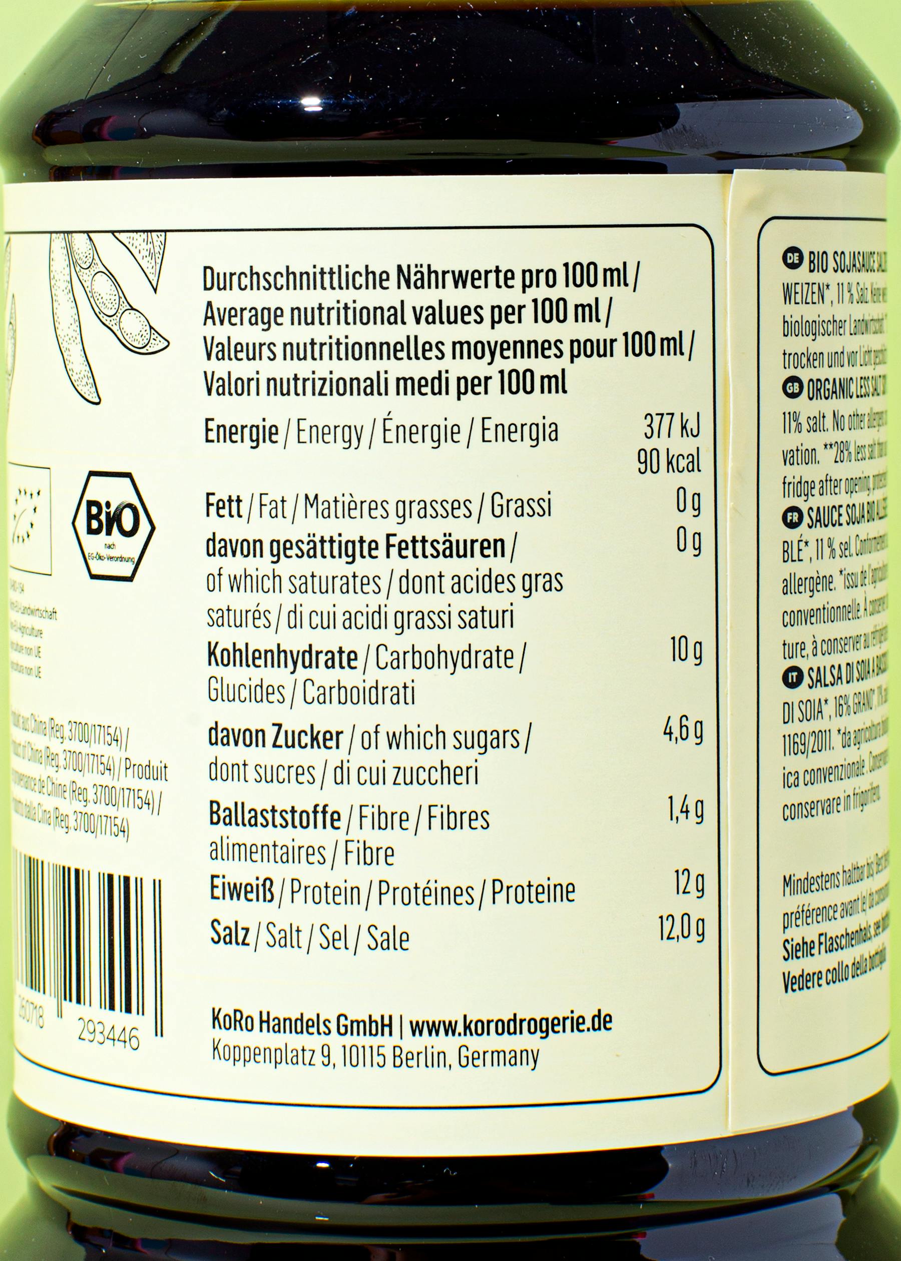 Salzreduzierte Bio Sojasauce 1 L