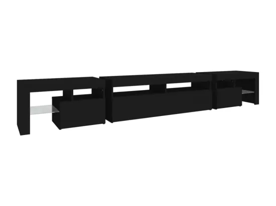 Meuble TV avec lumières LED Noir 260x36,5x40 cm