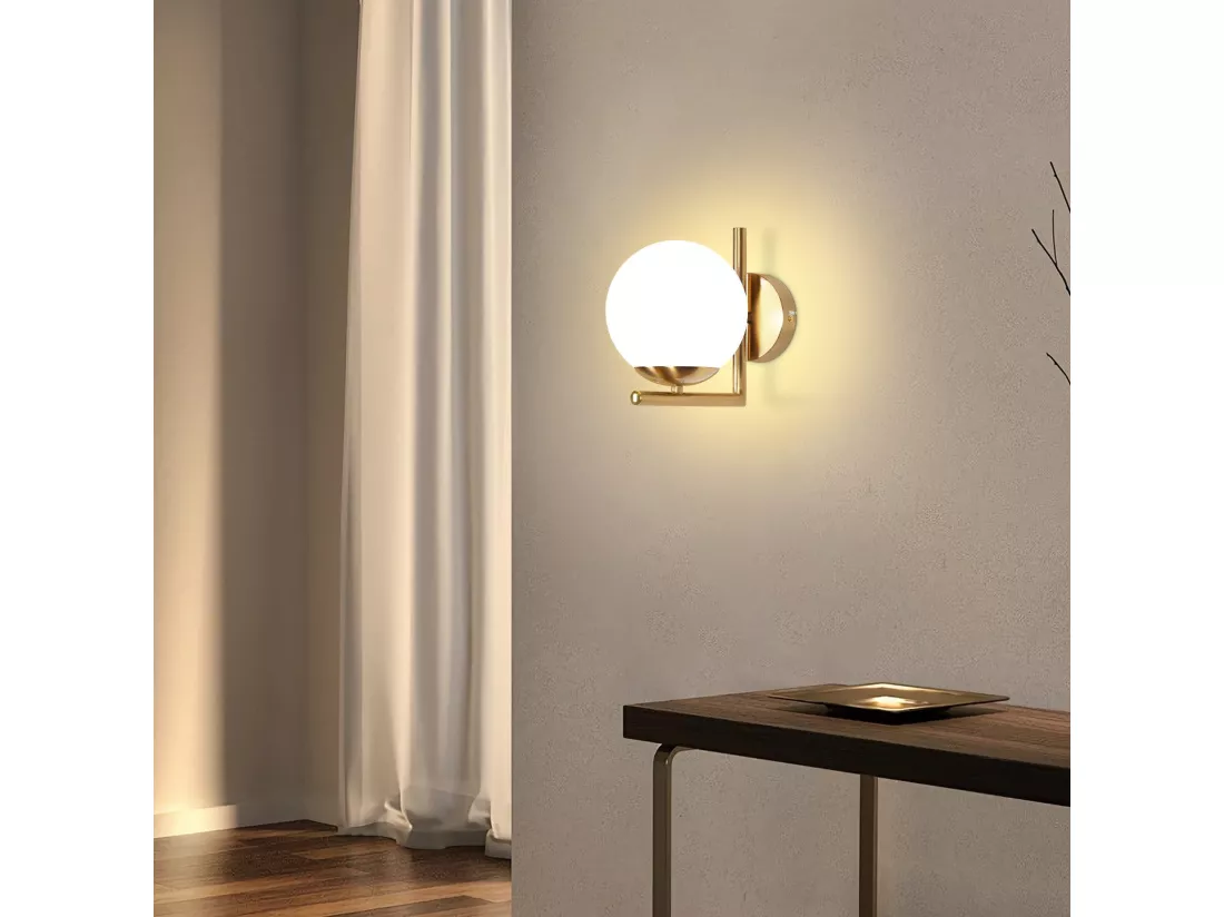 NETTLIFE Applique murale vintage boule de verre dorée E27 lampe murale d'intérieur chambre escalier