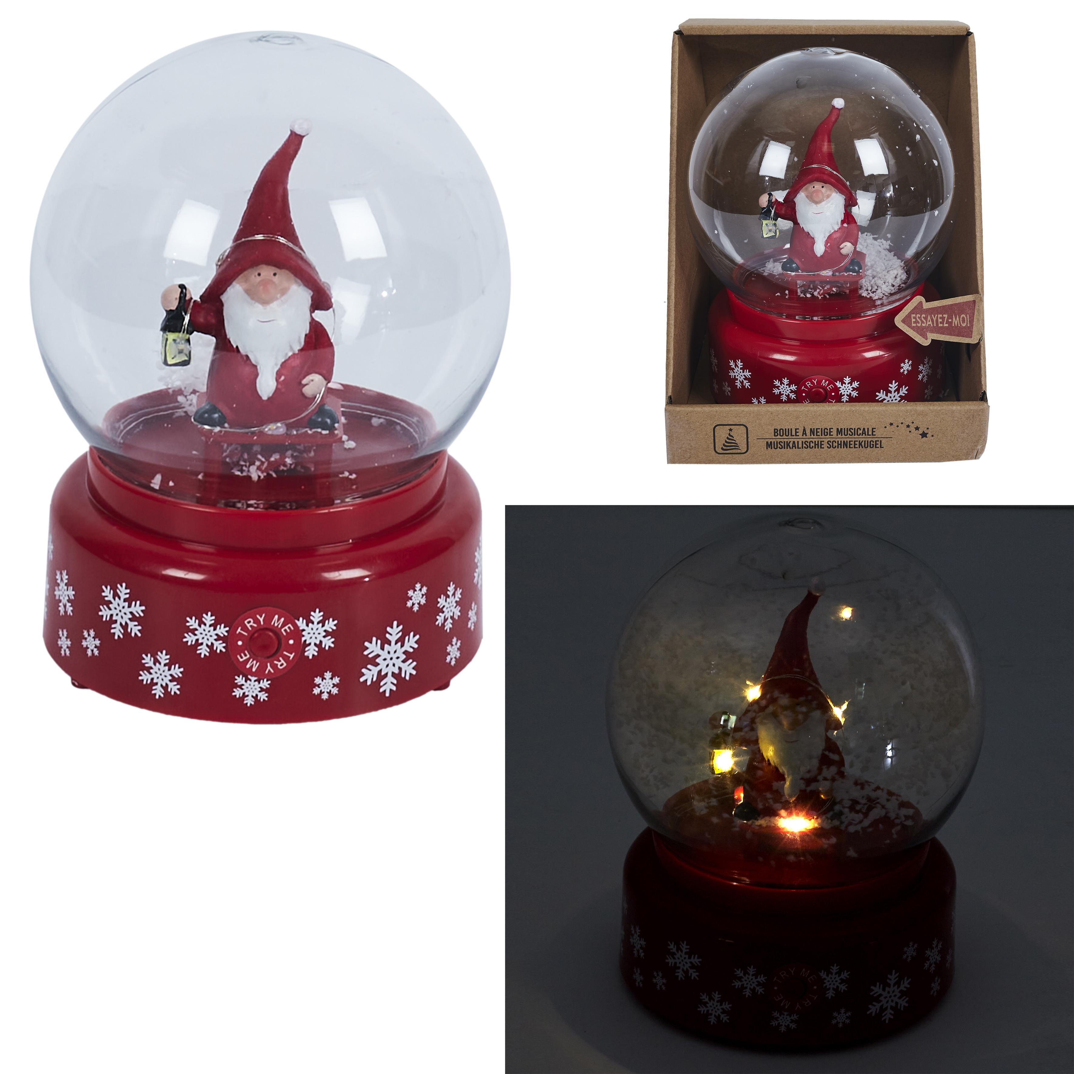BOULE NEIGE MUSICALE LED PERE NOEL 13X18CM
