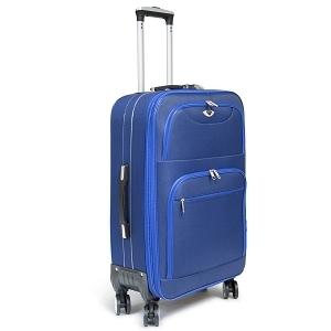VALISE TISSU 8 ROUES BLEU PM D.60X39X27CM