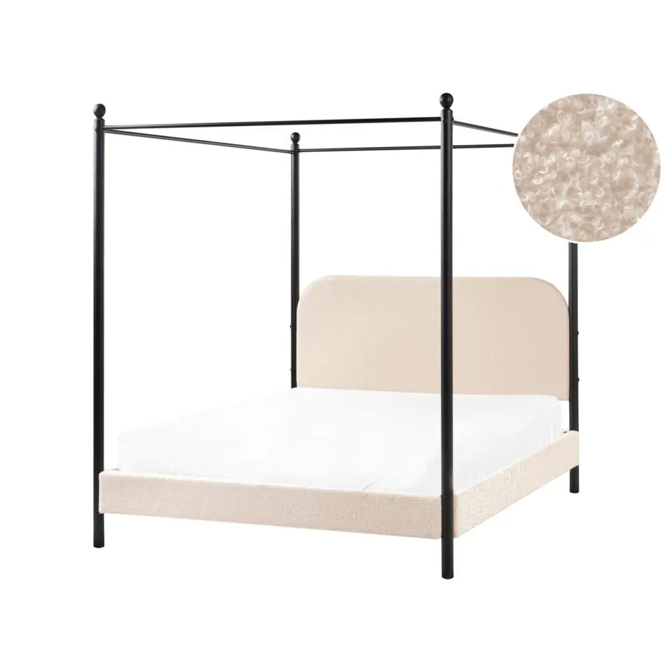 DANNEMOIS - Tweepersoonsbed - Beige - 140x200 cm - Bouclé