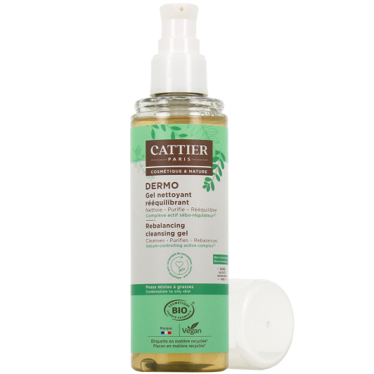 Cattier gel nettoyant visage rééquilibrant - Peau mixte à grasse