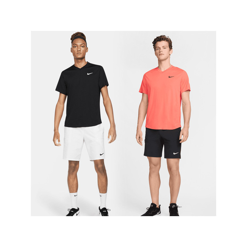 Tee-shirt Nikecourt Dri-Fit Victory noir ou rouge fluo