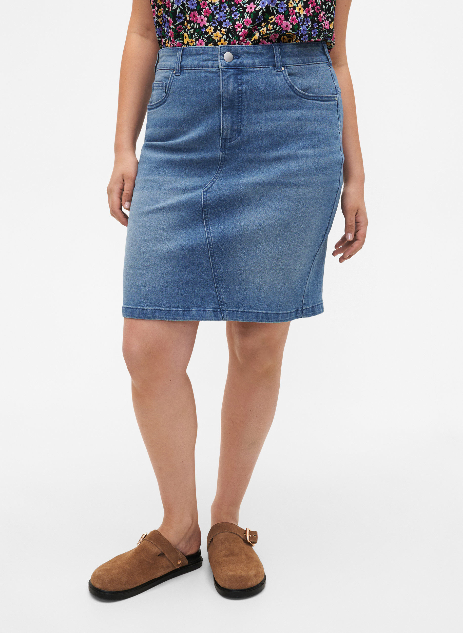 FLASH - Tætsiddende denim nederdel