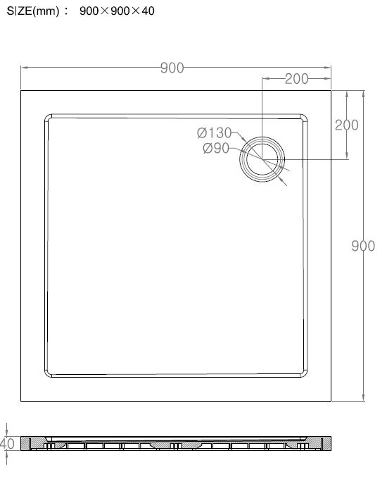 Mueller Splash luxe douchebak 90x90x4cm wit