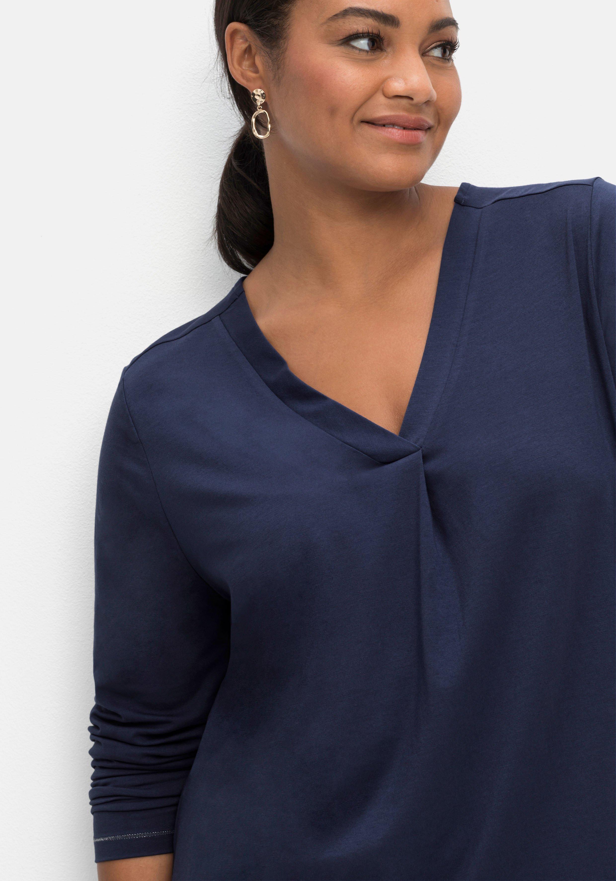 Langarmshirt in A-Linie, mit Falte vorn und Effektgarn