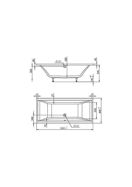 Baignoire balnéo Embleme duo 180 x 80 cm sans tablier Valentin