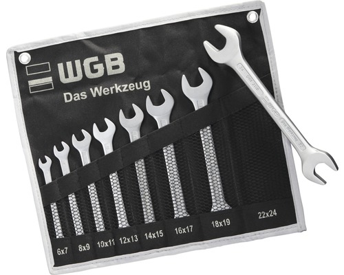 Dubbele steeksleutelset WGB 8-delig in rolkoffer