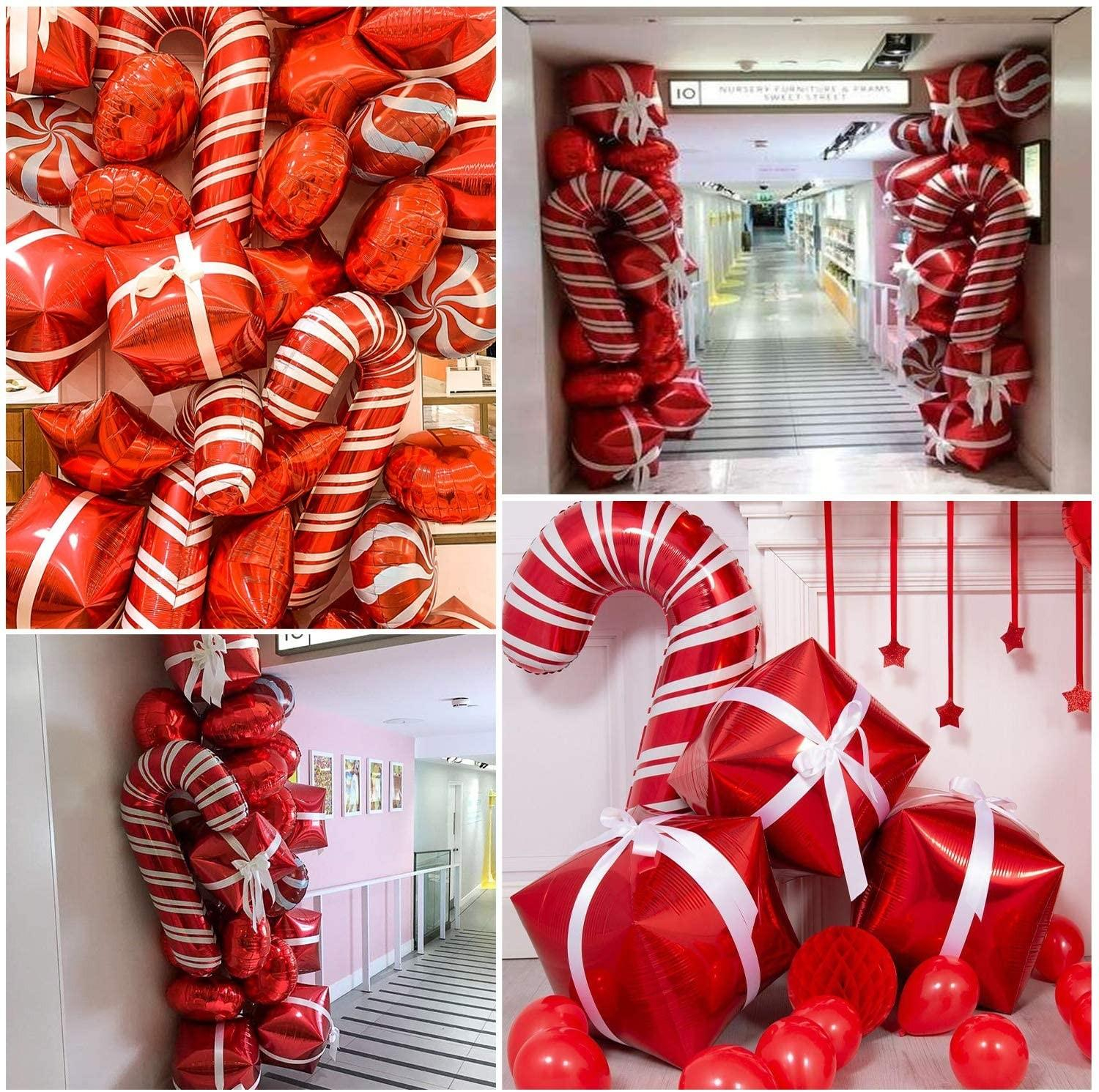 (143-tlg. Set) Weihnachts Luftballons Christmas Party Deko Latex   Folien Ballons - Rot / Weiss