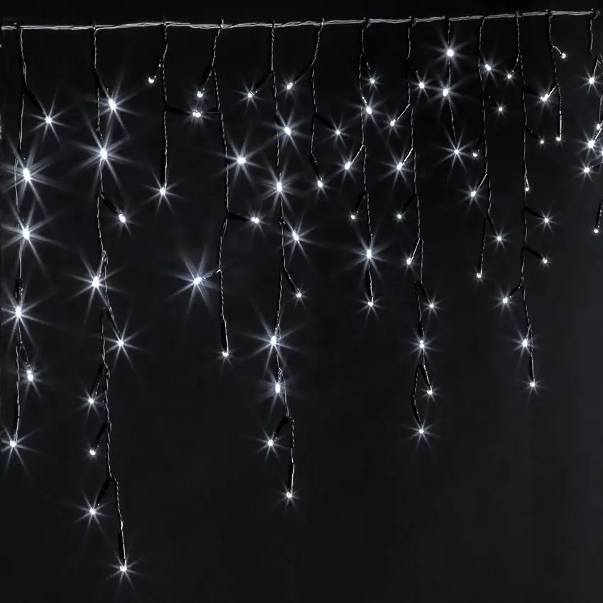Stalactite lumineuse 11 m 259 LED câble noir Stars Blanc froid