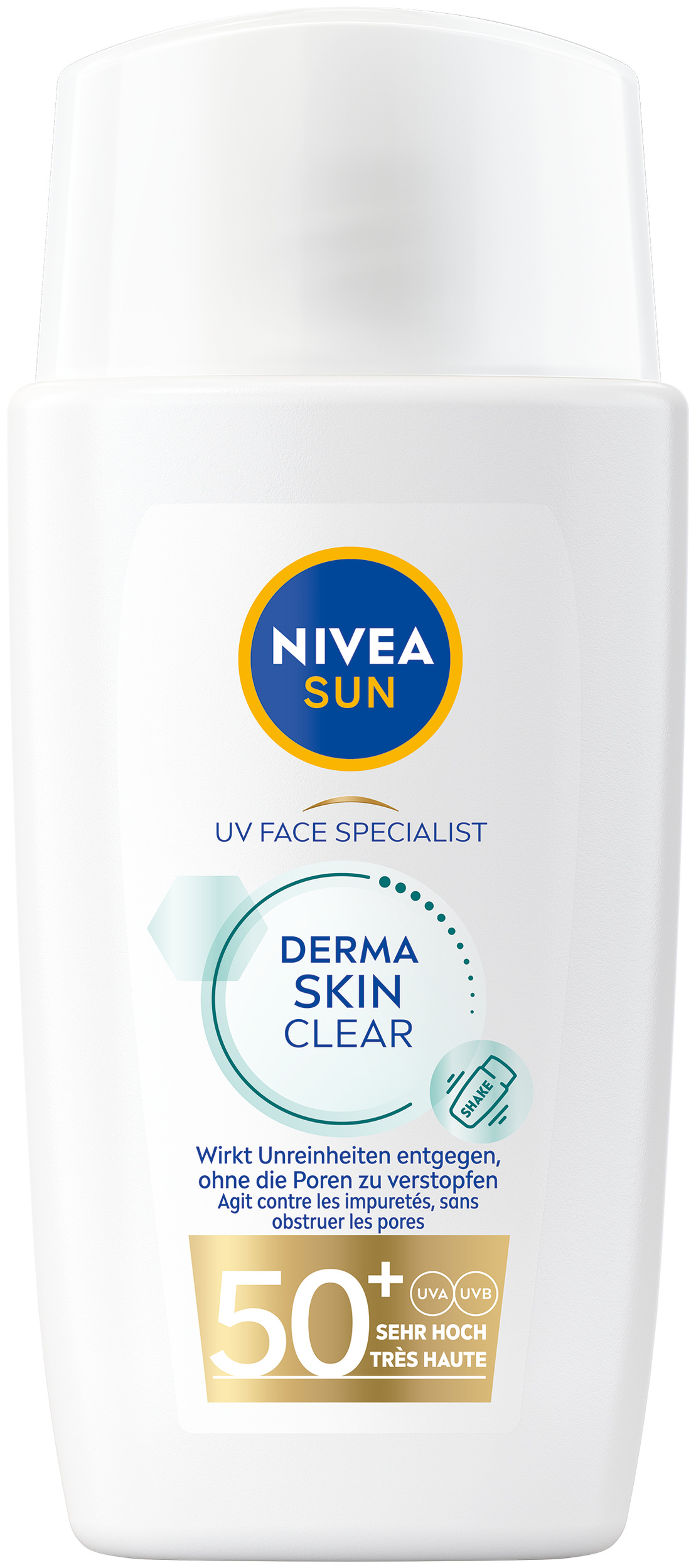 Nivea SUN UV Face Derma Skin Clear<br>40 ml, Flasche, LSF50+