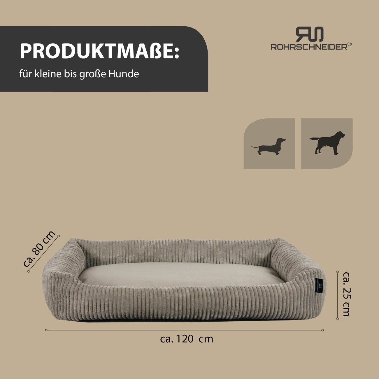 Rohrschneider Hundesofa XXL mit Gratis-Beigabe, weicher Cord