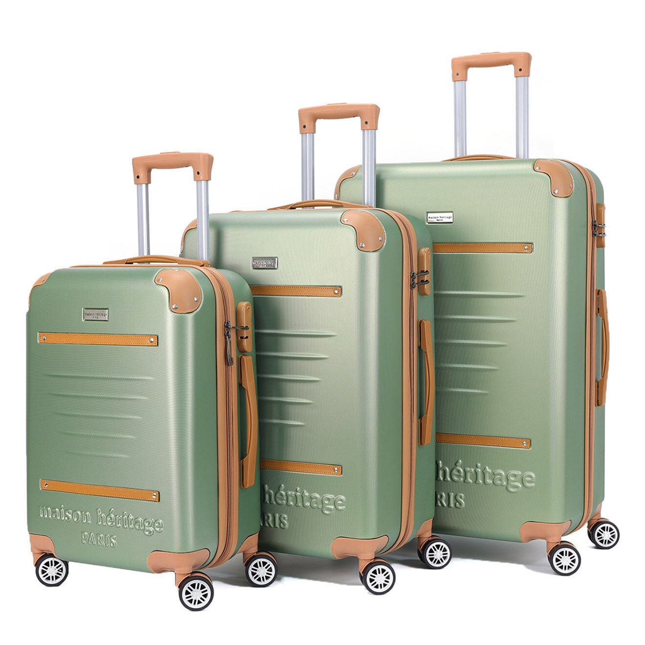 Maison Héritage 3 Valises 4 roues doubles Trocadéro 55/65/75 cm vert kaki