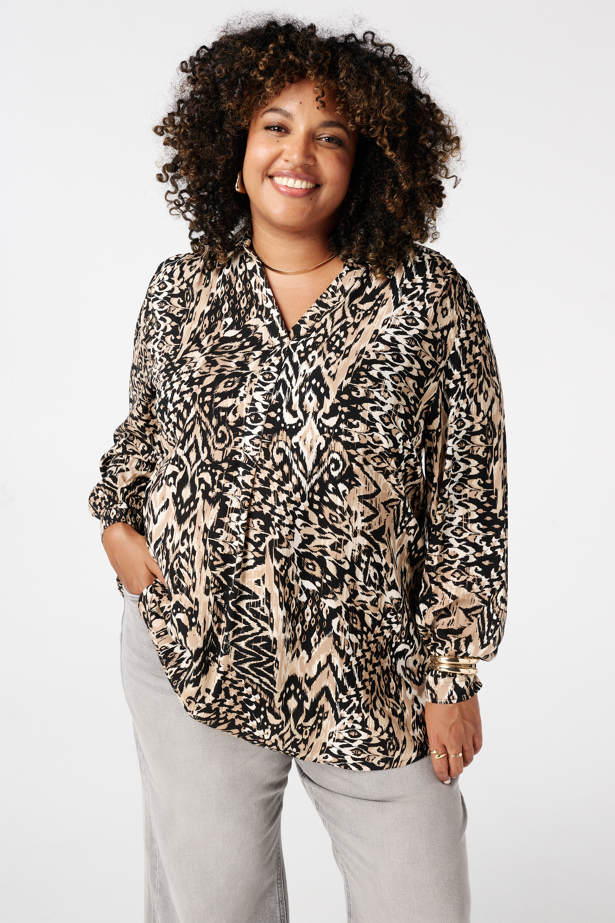 Blouse met print Multi Neutraal