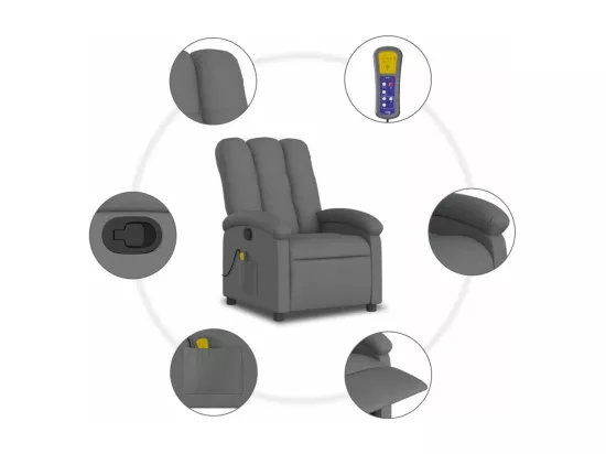 Fauteuil massant inclinable Gris foncé Tissu