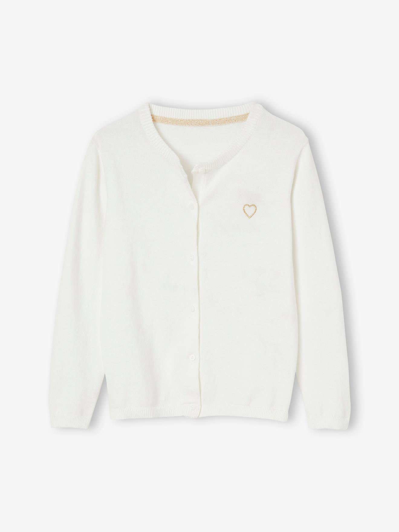 Jaqueta de tricô personalizável para meninas, lisa e branca.