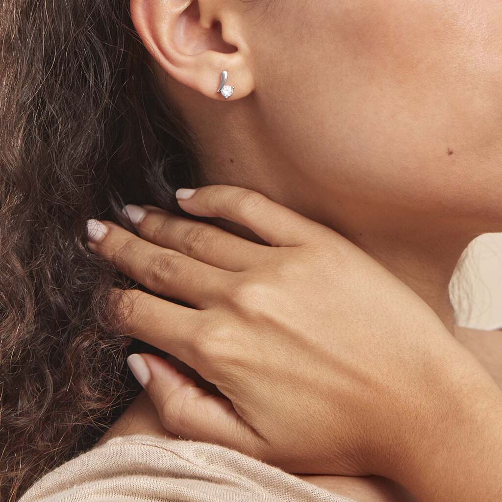 Boucles D'oreilles Pendantes April Argent Blanc Oxyde De Zirconium