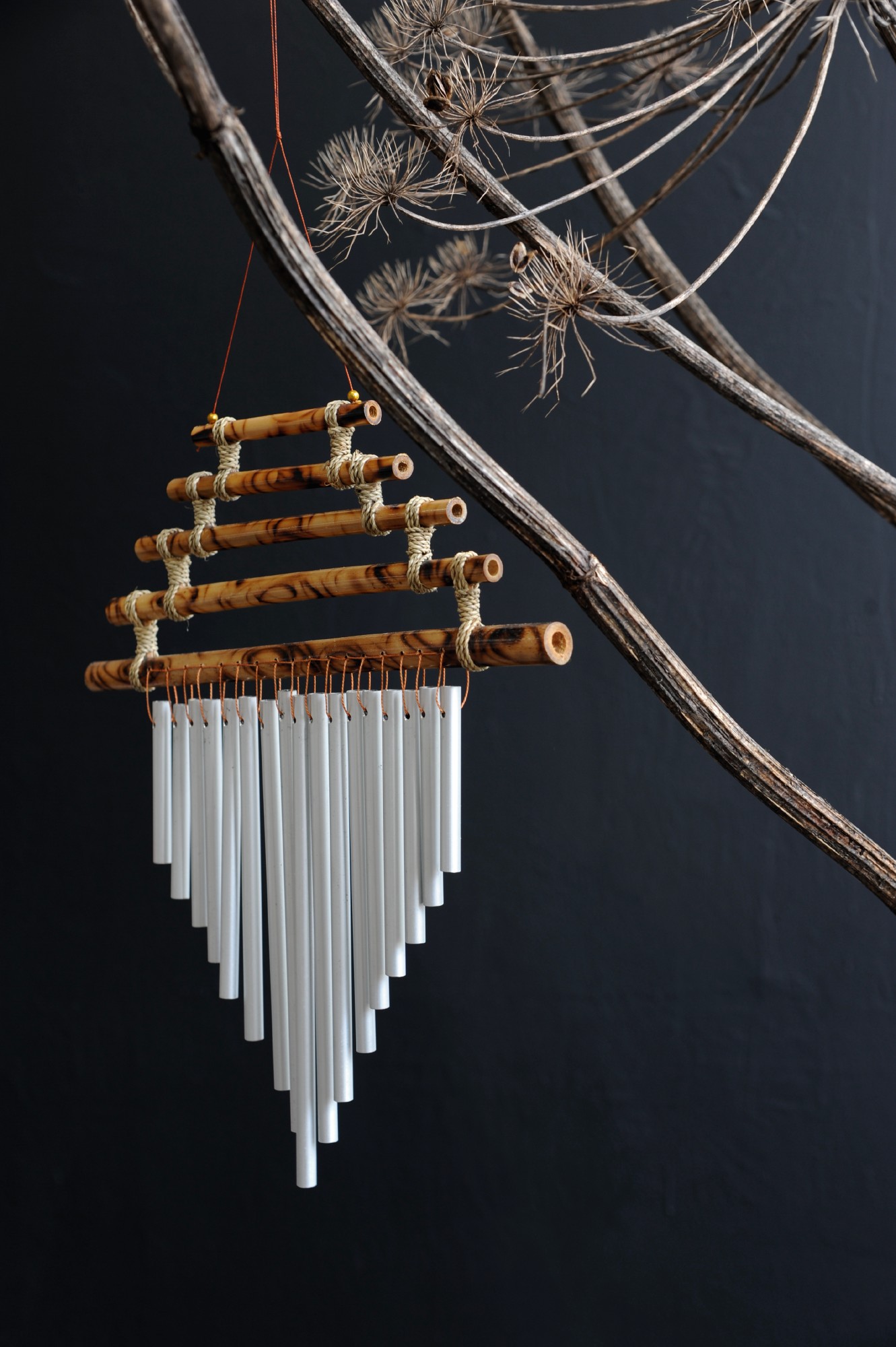 Windspiel 'Pagode', natur, silber, B 30 cm, H 34 cm günstig bestellen