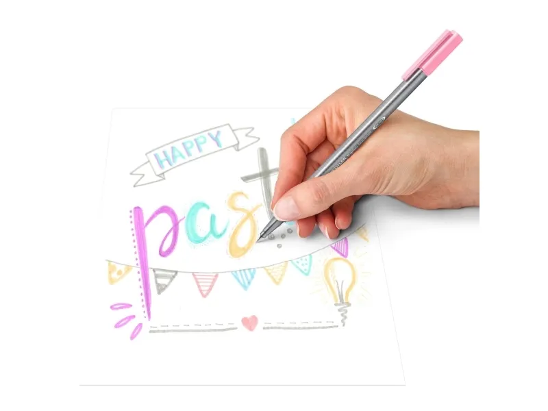 STAEDTLER triplus 334 - Fineliner - pastel lavender, pastelblå himmel, pastel peach, pastel light rose, pastel mint, pastel light gray - vandbaseret blæk - 0.3 mm - superfin (pakke med 6)