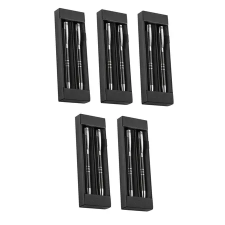 Macma Metall Schreibset, Kugelschreiber + Druckbleistift, Farbe: schwarz, 5 Stück