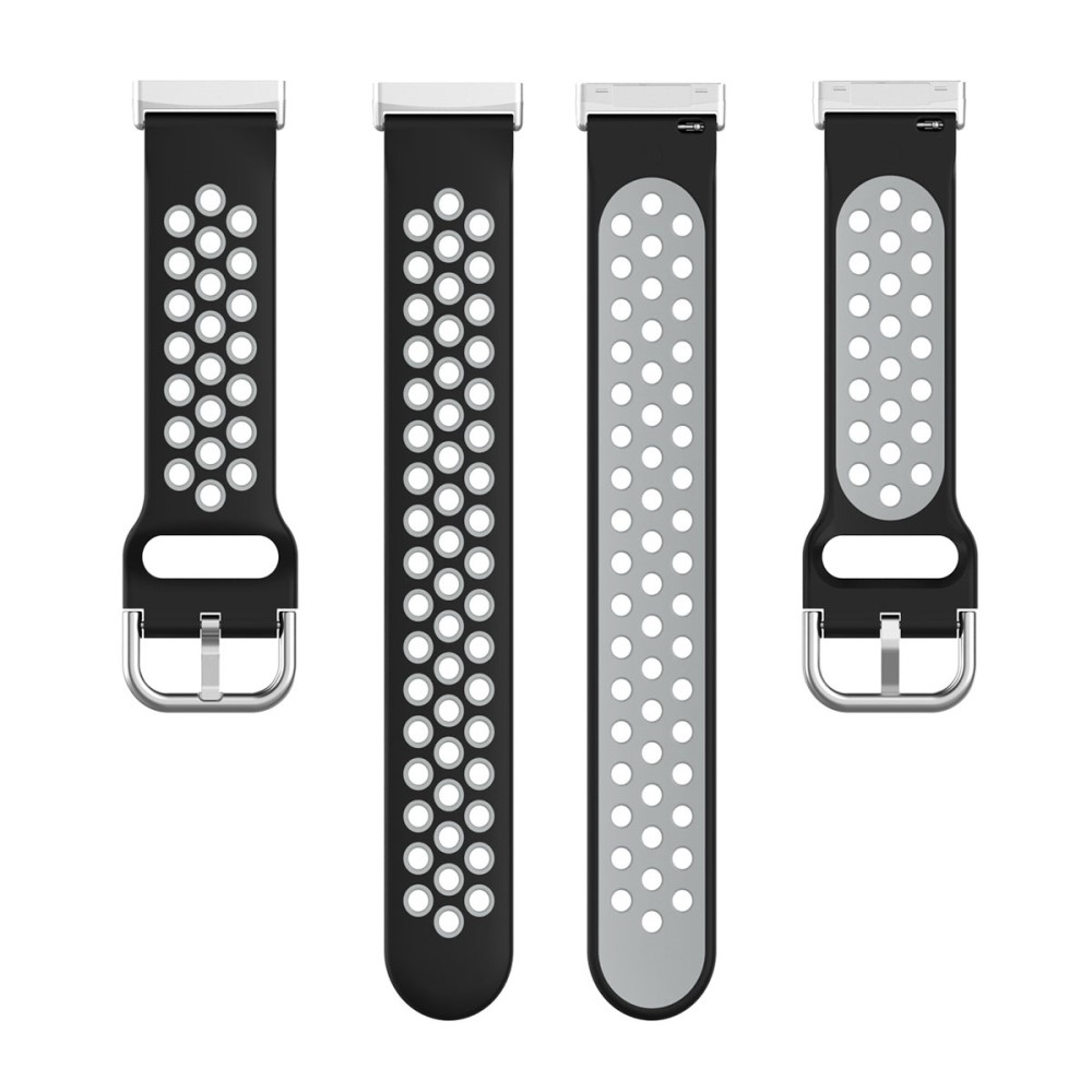 Fitbit Versa 4 / Sense 2 Ersatz Silikon Armband Dual Color (Gelenkumfang 190 - 230mm) - Schwarz / Grau