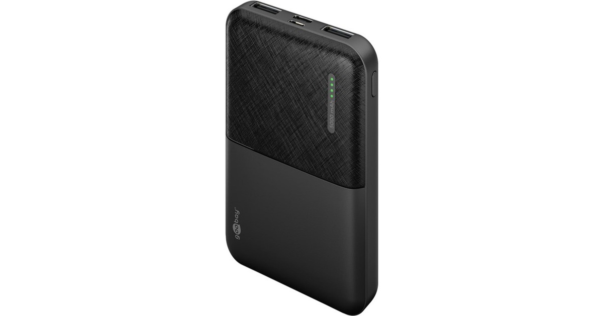 goobayPower Bank Compact 5,000 mAh powerbank  (Zwart, 5 Ah, 2x USB-A, 1x USB-C)