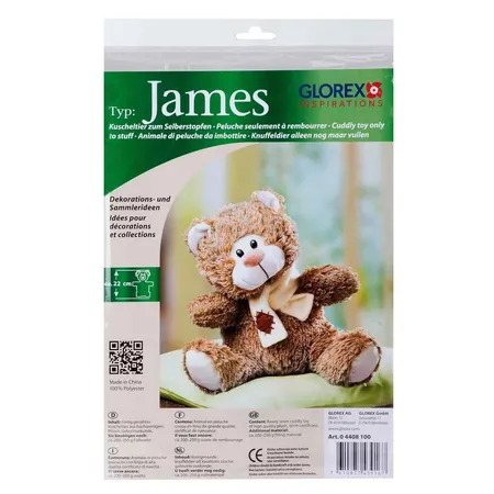 Glorex Kuscheltier zum Selberstopfen Bär James, 22 cm