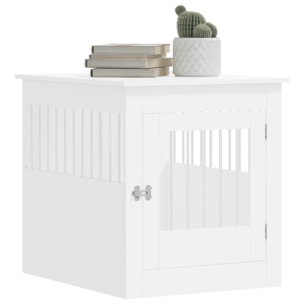 Meuble de cage pour chiens blanc 64,5x80x71cm bois d'ingénierie