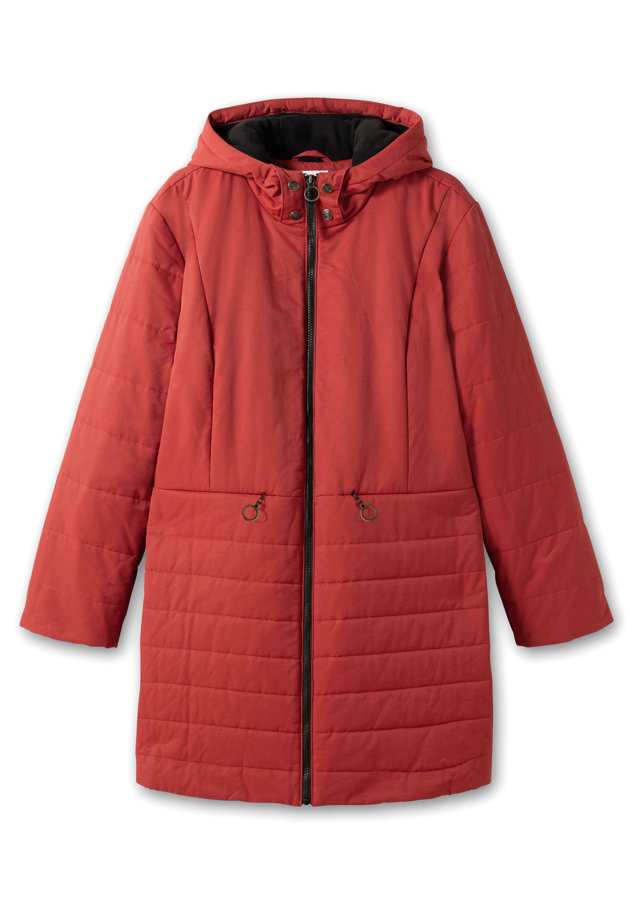 Longsteppjacke mit Kapuze und 2-Wege-Zipper
