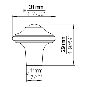 Knop Violet tin look 31mm