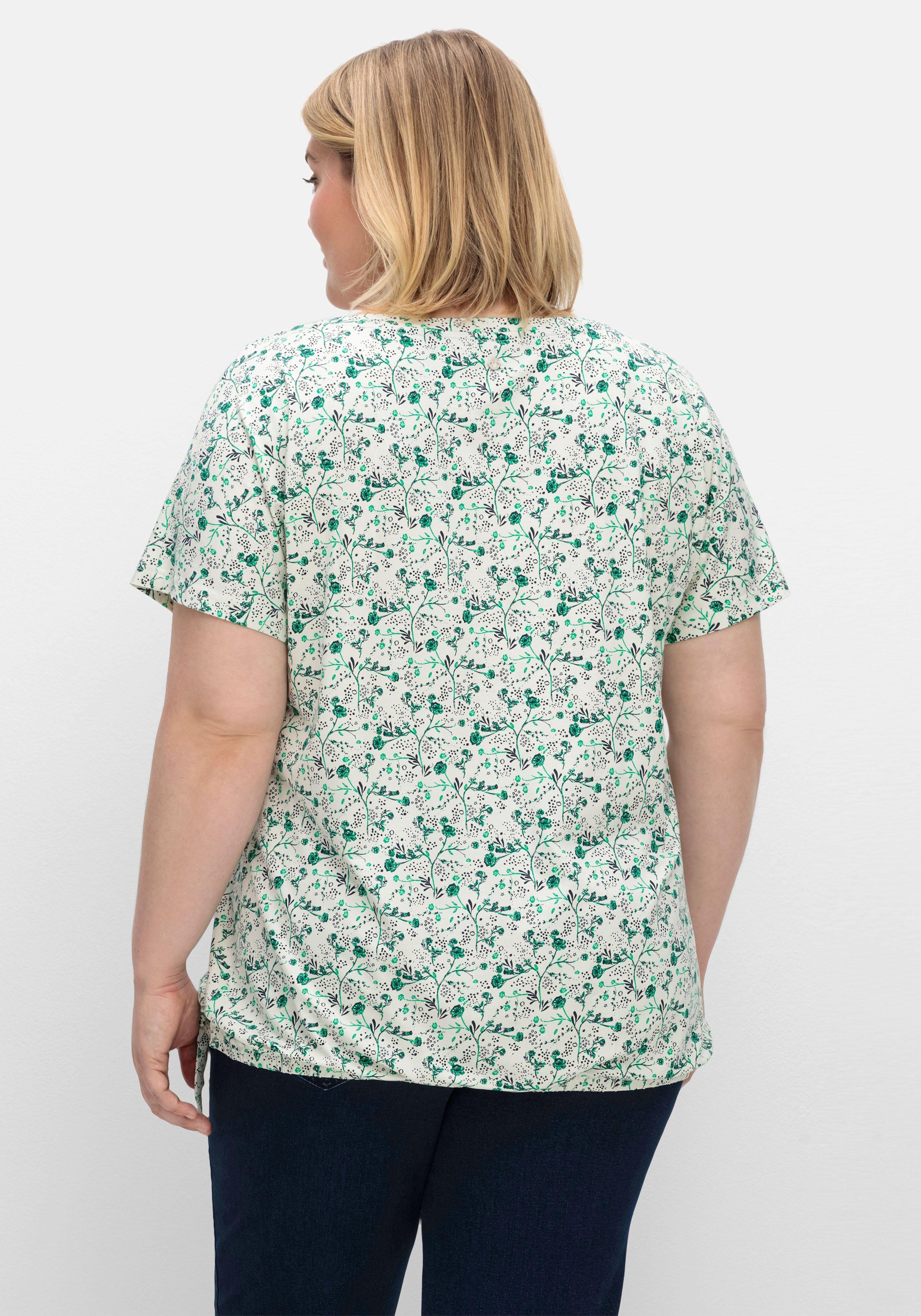 T-Shirt mit Gummizugbund und Knotendetail