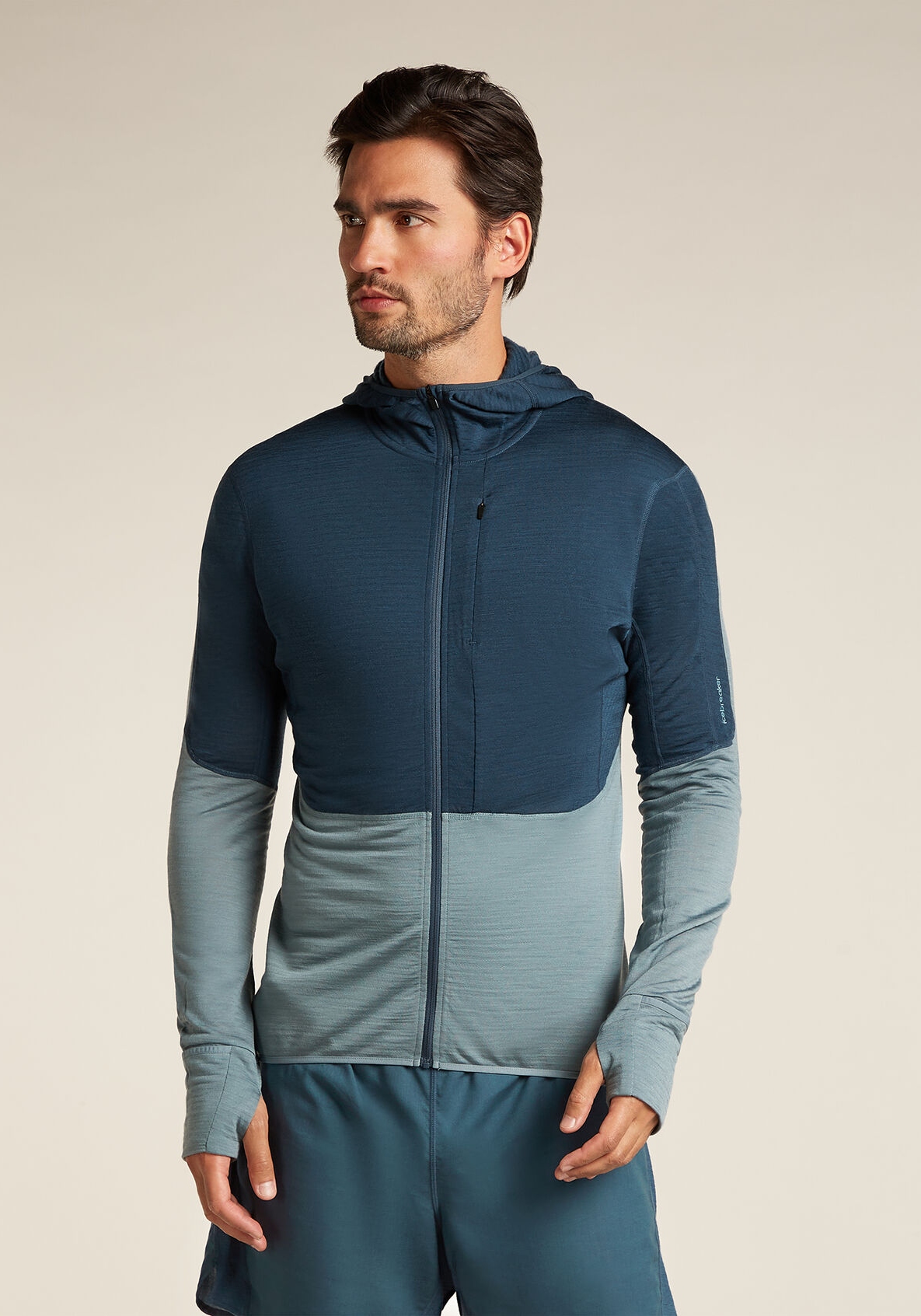 Icebreaker Herren-Zip-Hoodie Mer 200 Realfleece™ Descender Abyss/Blue Ash/CB