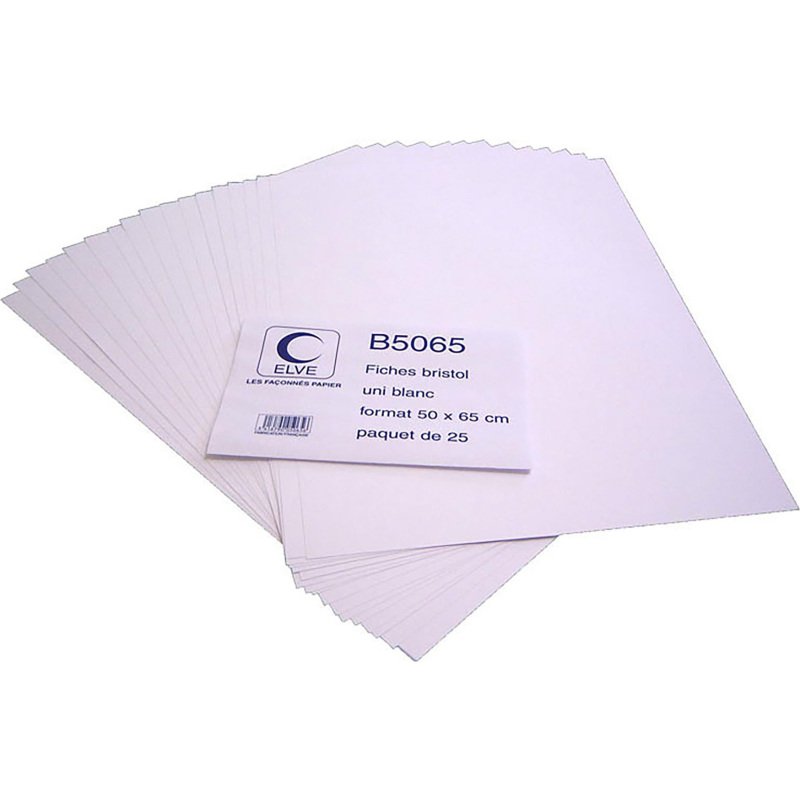 Feuille bristol elve 50x65cm 190g uni blanc