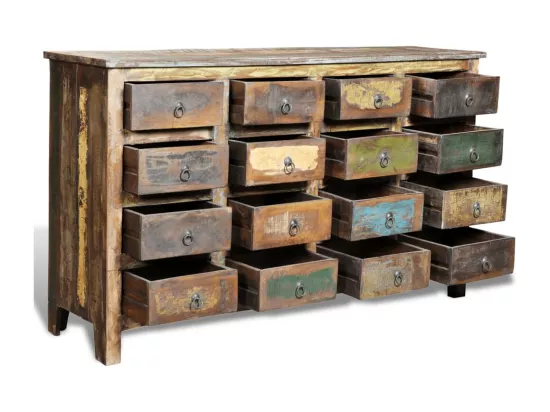 Armoire avec 16 tiroirs en style antique Bois massif recyclé
